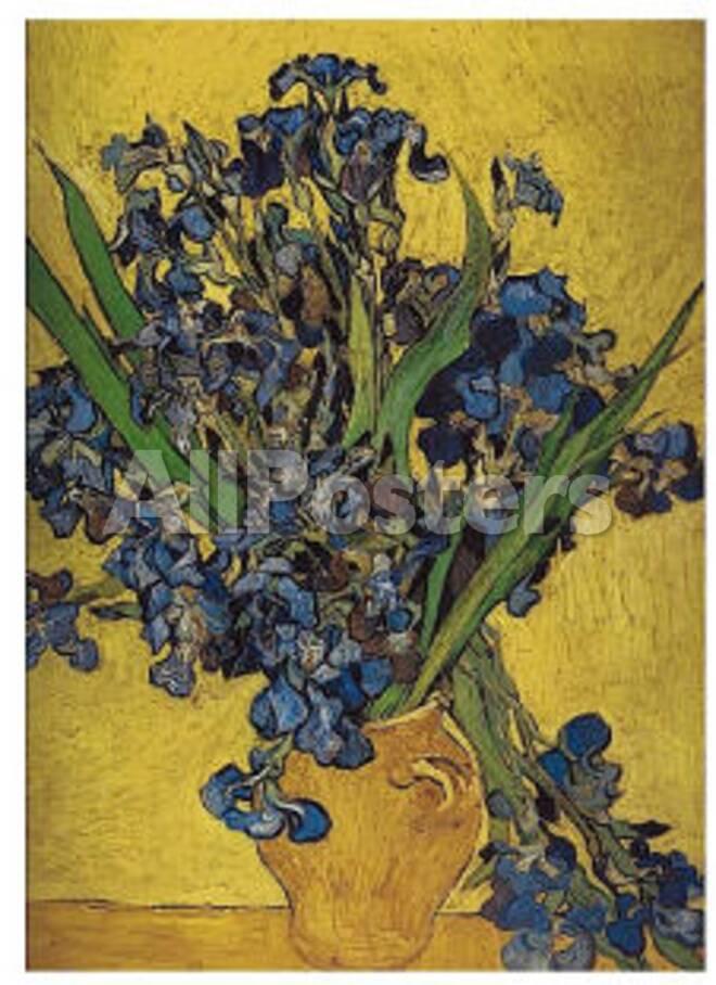 Irises In Vase Stretched Canvas Print By Vincent Van Gogh At