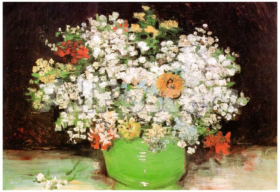 Vincent Van Gogh Vase With Zinnias And Other Flowers Art Print