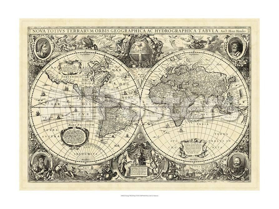 Verbazingwekkend Vintage World Map' Poster - | AllPosters.com RK-42