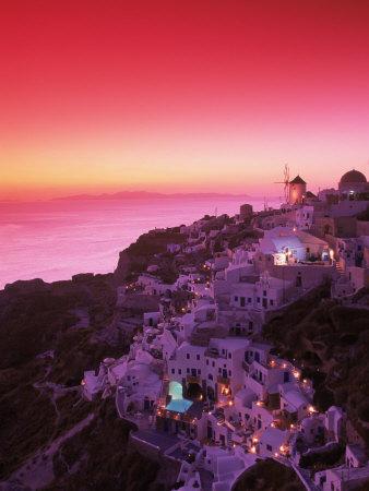 'Santorini at Night, Greece' Photographic Print - Walter Bibikow