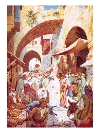 'Jesus Healing a Woman in the Crowd While on the Way to the House of