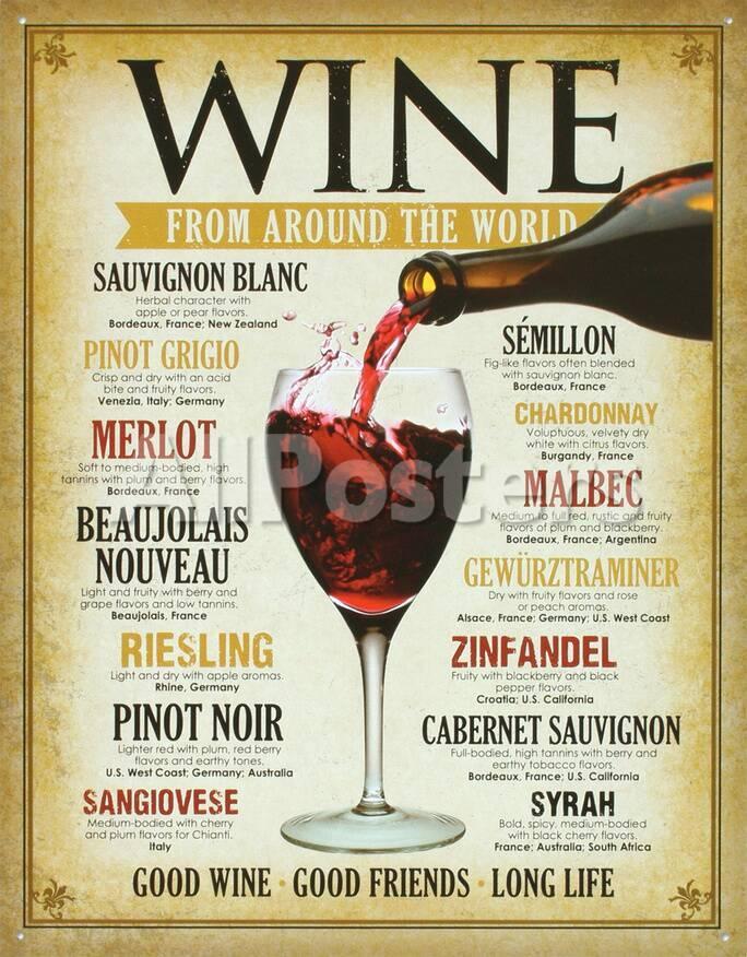 オールポスターズの wine around the world tin sign ブリキ看板