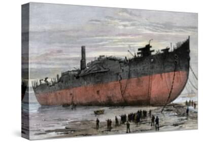 Wrecked Hull of the Steamship "Great Eastern" at New Ferry, England