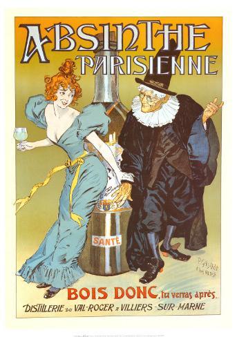 POSTER ABSINTHE PARISIENNE BIG BOTTLE WOMAN WIZARD DRINK VINTAGE REPRO FREE S//H