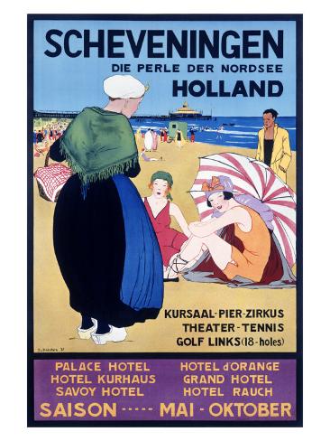 Scheveningen Holland Europe European Vintage Travel Advertisement Art Poster
