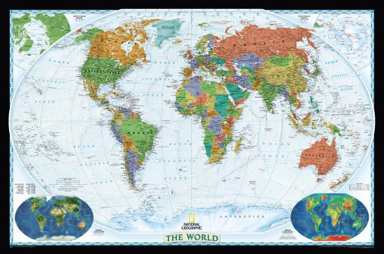 National Geographic World Political Map Decorator Style