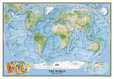 National Geographic World Physical Map Of The Ocean Floor