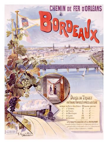 Bordeaux Affiche chemin de fer Paris Orléans