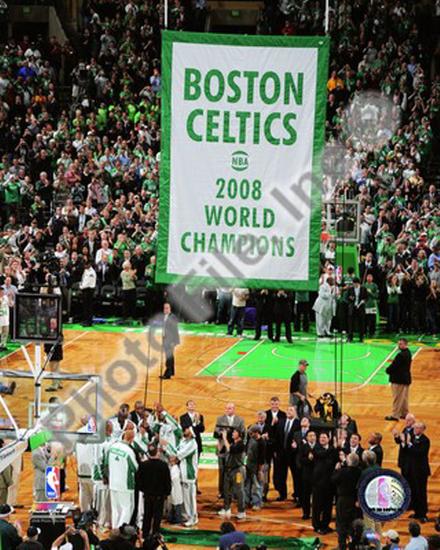 The Boston Celtics Raise Their 2007 08 Championship Banner Photo