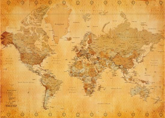 Vintage World Map Print Allposters Com