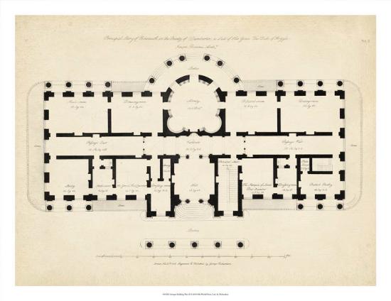 'Antique Building Plan II' Giclee Print | AllPosters.com
