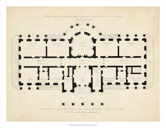 'Antique Building Plan II' Giclee Print | AllPosters.com