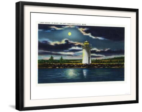 Augusta Maine View Of Lake Cobbosseecontee Lighthouse At Night