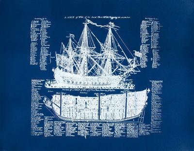 'Old Ship Diagram (blue)' Serigraph - Kyle & Courtney Harmon