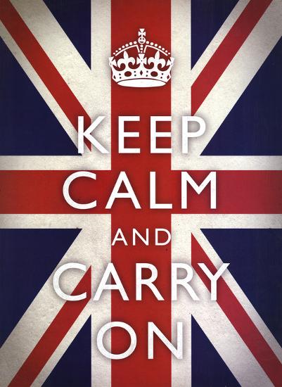 Keep Calm and Carry On (Motivational, Union Jack Flag) Art Poster Print