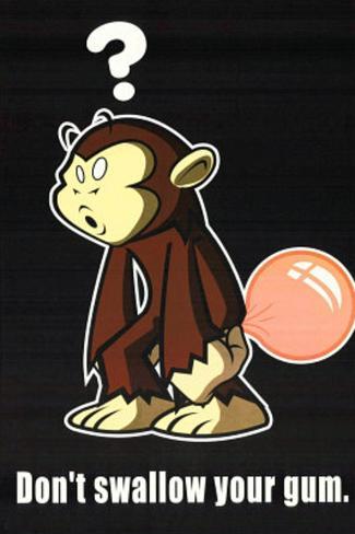 C10 FUNNY DON/'T SWALLOW YOUR GUM MONKEY STICKER NEW Decal