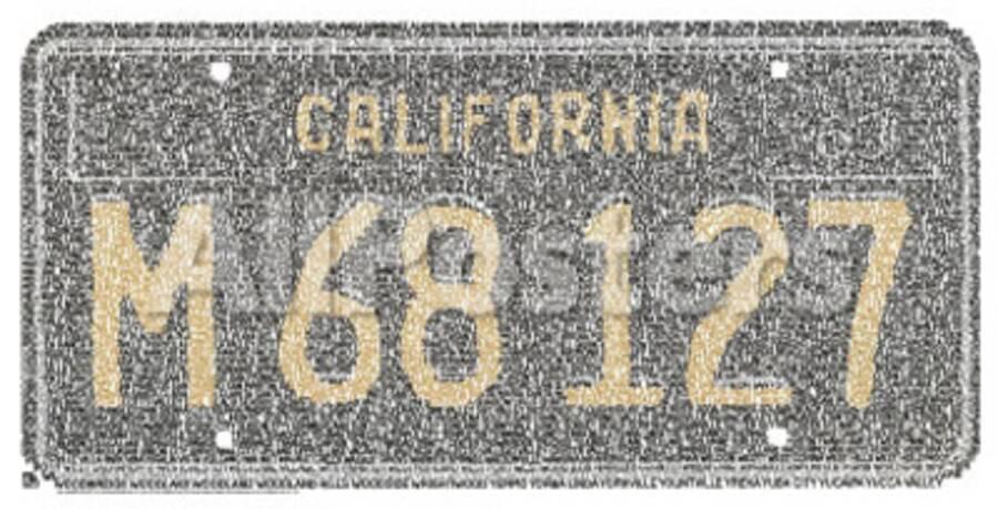 California License Plate Cities Text Art Print Poster