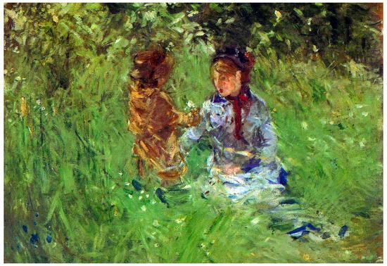 Berthe Morisot Woman and Child in Garden in Bougival