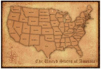 united states vintage style map print allposterscom