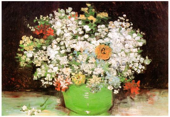 Vincent Van Gogh Vase With Zinnias And Other Flowers Art Print