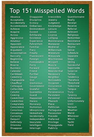 Top 151 Commonly Misspelled Words Educational Poster Posters At Top 151 Commonly Misspelled Words Educational Poster