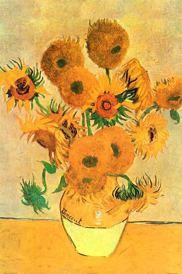 Vincent Van Gogh Vase With Fifteen Sunflowers Art Print Poster