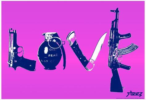 Steez Love Guns Home Decor Canvas Print choose your size.