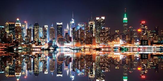 New York City Skyline At Night Poster By Deng Songquan Allposters New York City Skyline At Night