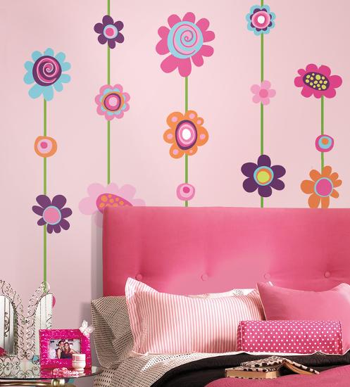 Flower Stripe Peel & Stick Giant Wall Decal Wall Decal at ...