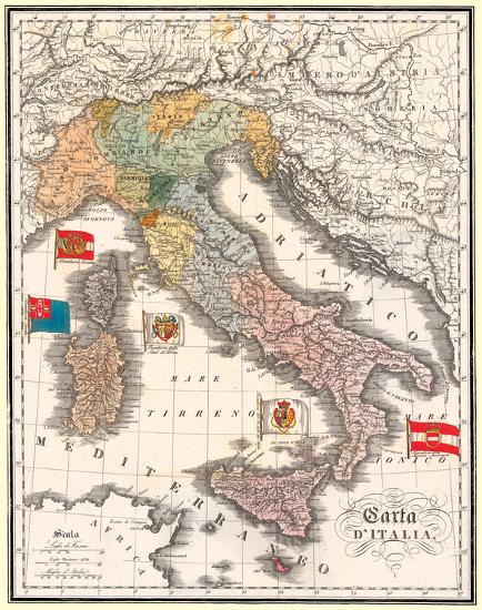 Antique Style Italian Map Poster