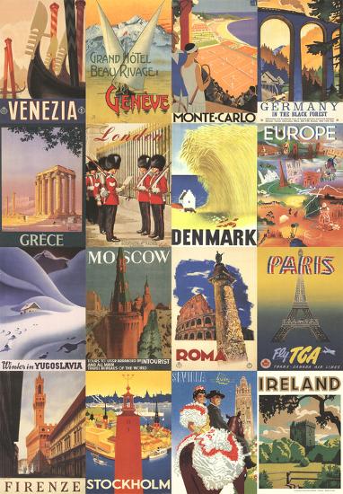  Vacation in Europe  Vintage Style Poster  Collage 