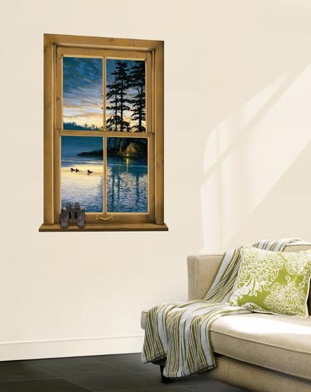 Log Cabin Scenic Window Accent Wall Decal Wallpaper Mural At