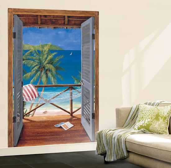 Trompe L Oiel Tropical Doors Wall Accent Huge Mural Art Print Poster