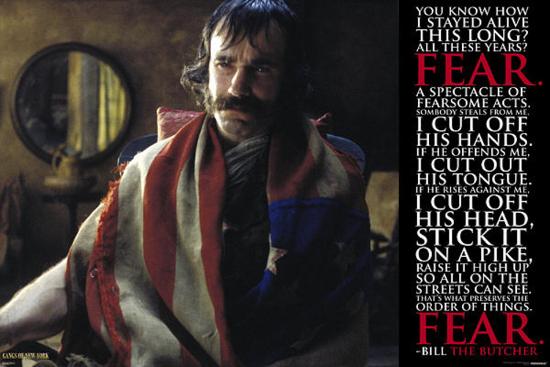 Gangs Of New York Bill The Butcher Fear Movie Poster