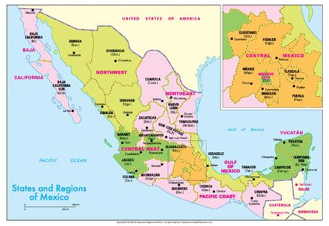 Michelin Official States And Regions Of Mexico Map Art Print Poster