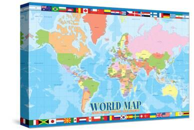 'World Map for Kids' Stretched Canvas Print | AllPosters.com