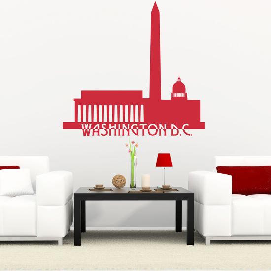 Washington Dc Skyline Red Wall Decal