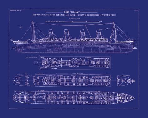 Titanic Blueprint I Giclee Print by The Vintage Collection at ...