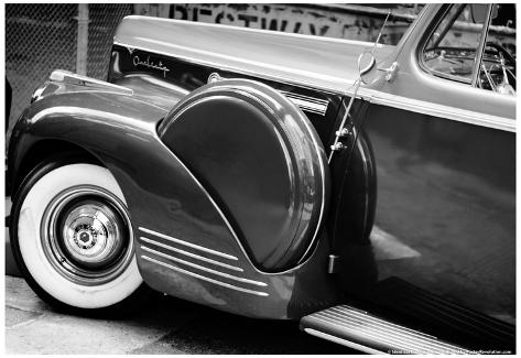 Antique Car With Whitewall Tires B/W Print at AllPosters.com