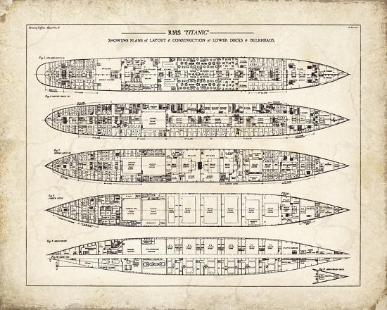 'Titanic Blueprint Vintage II' Giclee Print - The Vintage Collection ...