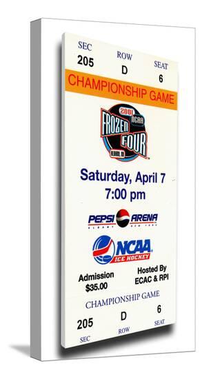 2001 frozen four mega ticket boston college eagles stretched canvas