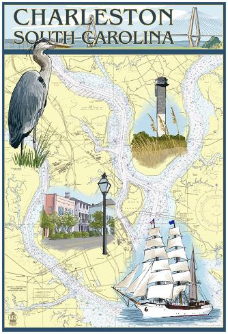 Charleston Nautical Chart Art