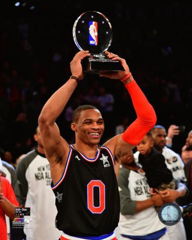 Russell Westbrook with the 2015 NBA All-Star Game MVP Trophy' Photo |  AllPosters.com