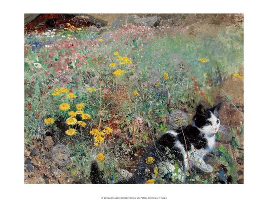 Cat On A Flower Bed 1887 Art By Bruno Liljefors At Allposters Cat On A Flower Bed