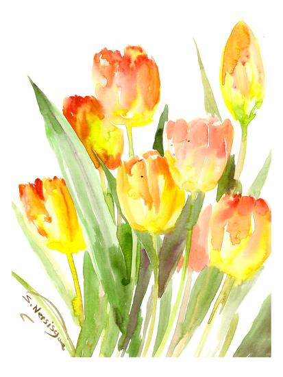 flame colored tulips poster