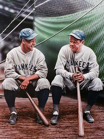 Babe Ruth And Lou Gehrig Giclee Print By Darryl Vlasak At