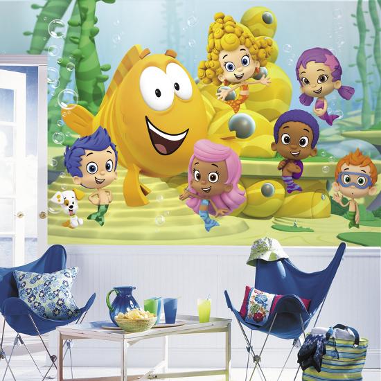 Bubble Guppies Xl Chair Rail Prepasted Mural Wallpaper Mural At