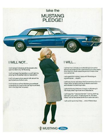 1967 Ford Mustang Take the Mustang Pledge Vintage Print Ad