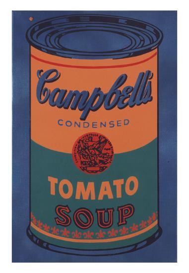 colored campbell s soup can 1965 blue orange posters by andy