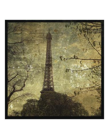 Eiffel Tower by John W 20x20 PARIS FRANCE ART PRINT Golden French Poster